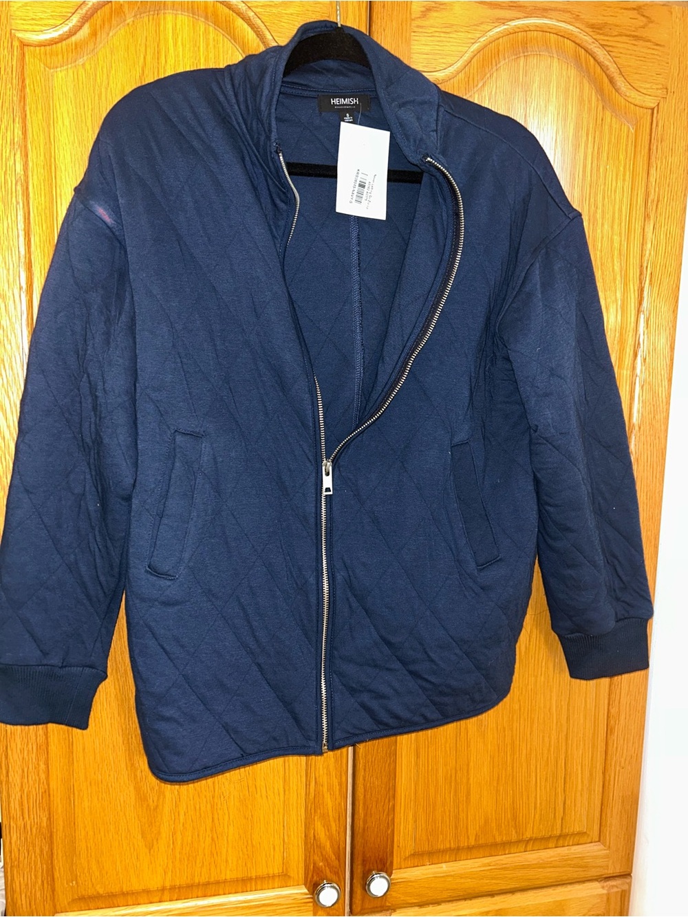 Women’s Navy Quilted Zip-Up Jacket